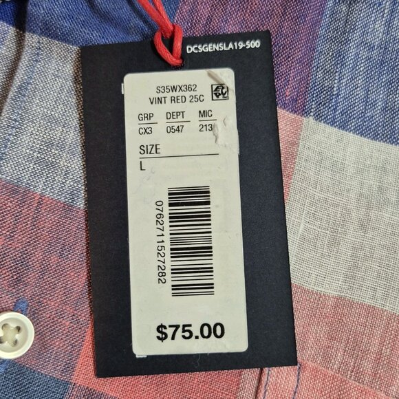 Cremieux Classics Men's Shirt Size L French Linen Short Sleeve Plaid Pink (56 - Picture 9 of 10